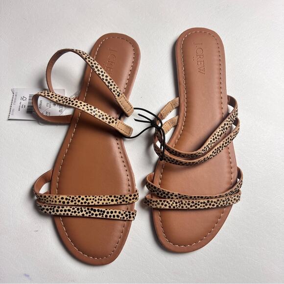 J.Crew Women’s Double Strapped Animal Print Low Heel Comfortable Sandals Sz 8 - Picture 1 of 11